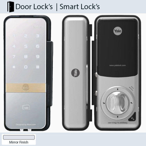 Yale YDG 313 GL Smart Lock for Glass Doors, Mirror Finish